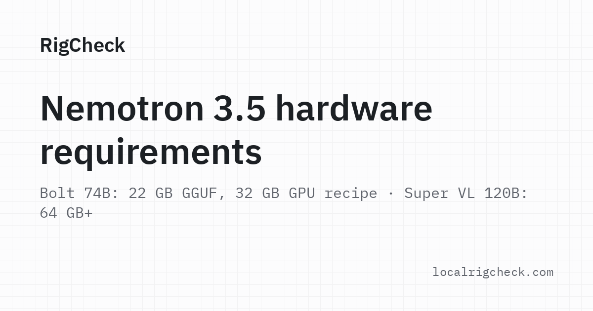 Nemotron 3.5: Super VL: ggml-org re-uploaded its GGUFs; Q4_0 is now 71.9 GB (was 71.8 GB), NVFP4 unchanged at 76.9 GB